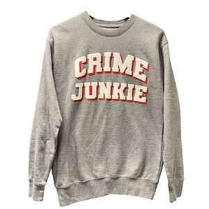 Crime Junkie Sweatshirt Adult Medium Gray Crew Neck Pullover